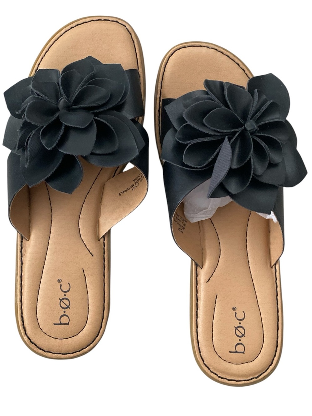 Brand NEW B.O.C. Kasia Black Floral Slide Sandals Size 10 M